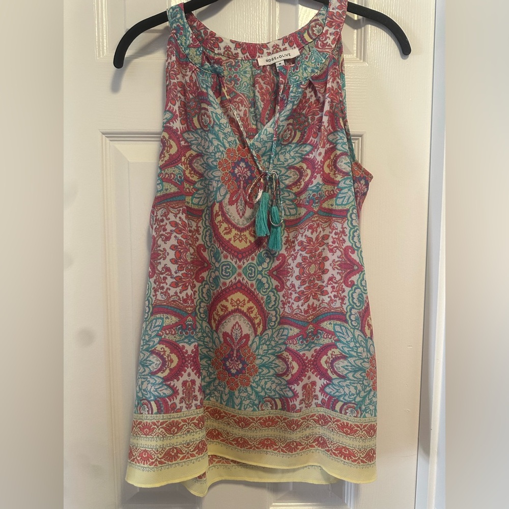 Colorful Sleeveless Boho Top by Rose + Olive